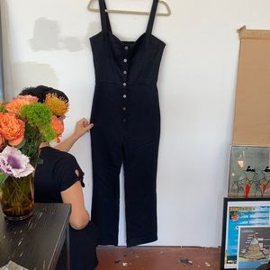 Reformation sz 12 black stretch denim-y jumpsuit